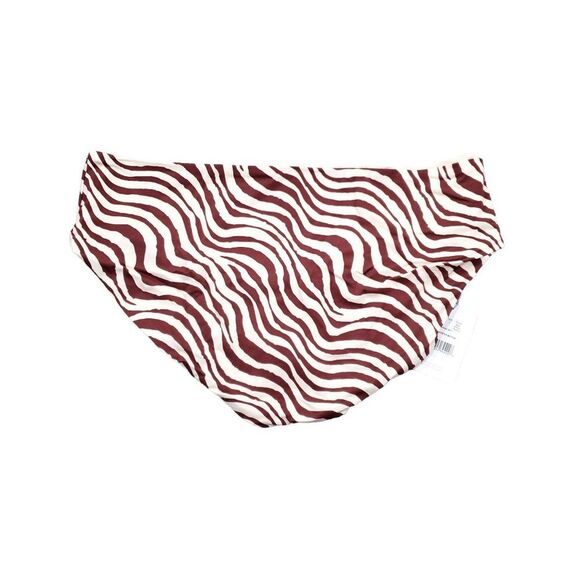 Andie Swim Hipster Bikini Bottom Bias Stripe Truffle Brown Red Cream Size Large - Picture 3 of 8